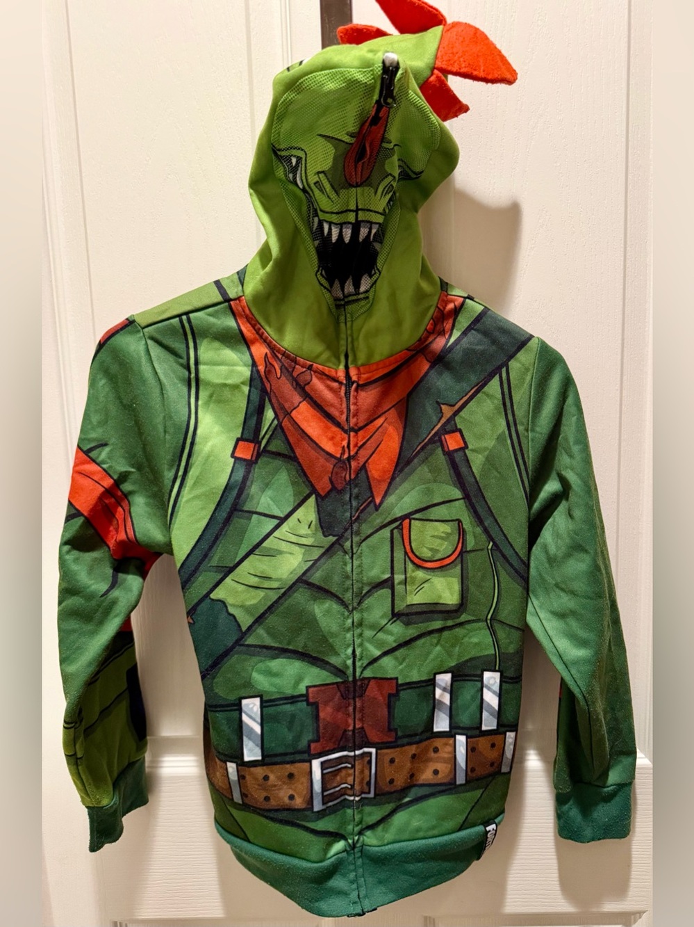 Fortnite Rex Full Zip Mask Costume Hoodie Youth M Dinosaur